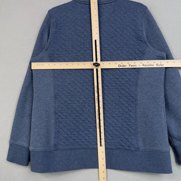 L.L.Bean Sweater Womens Large Tall LT Quilted 1/4 Zip Pullover Fleece Pockets - Picture 10 of 13